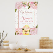 Lamb Rose Gold und Pink Peony Baby Dusche Willkomm Poster (Küche)