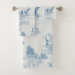 Lamb Sheep Blue Toile Badhandtuch Set