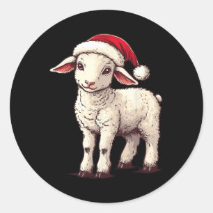 Lamb Weihnachtsmannmütze Funny Framer Lamb Lover X Runder Aufkleber