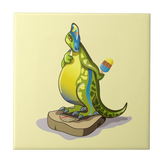 Lambeosaurus Stehend auf Gewichtsskala. Fliese (Vorderseite)