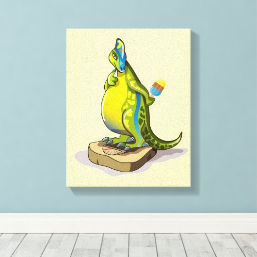 Lambeosaurus Stehend auf Gewichtsskala. Leinwanddruck (Insitu (Holzboden))