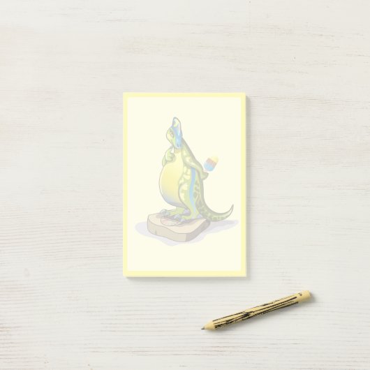 Lambeosaurus Stehend auf Gewichtsskala. Post-it Klebezettel (Auf Schreibtisch)