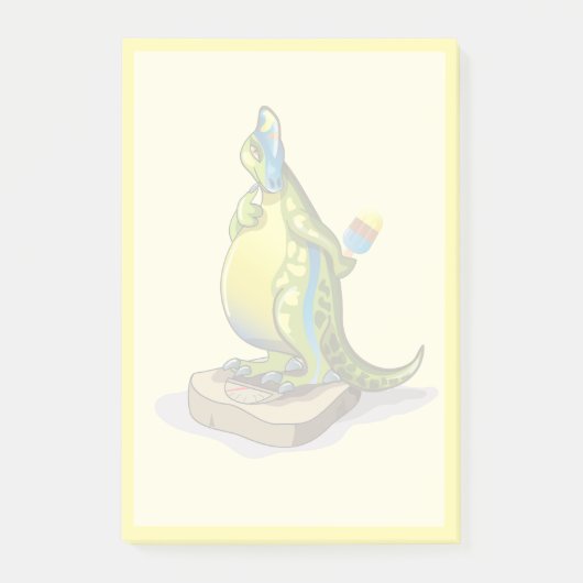 Lambeosaurus Stehend auf Gewichtsskala. Post-it Klebezettel (Vorderseite)