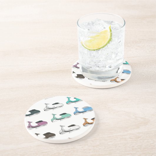 Lambretta Pop-Kunst Sandstein Untersetzer (Seite)