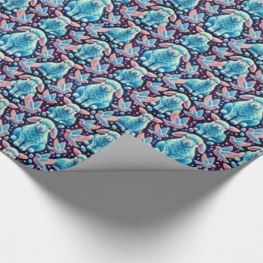 LAMBS ~ Muster BLUE Shades ~ Geschenkpapier (Ecke)