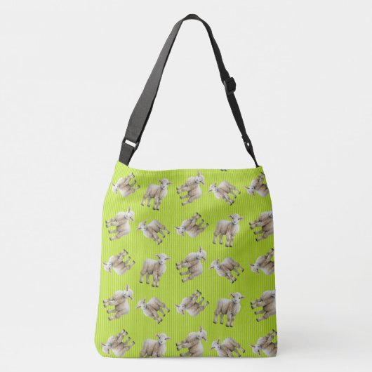 Lambs Pattern Personalized Knitting Tragetaschen Mit Langen Trägern (Rückseite)