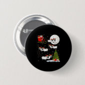 Lambs Sheep Santa Sleigh Flying Funny Magical Chri Button (Vorne & Hinten)