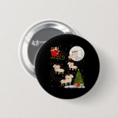 Lambs Sheep Santa Sleigh Flying Funny Magical Chri Button (Vorne & Hinten)