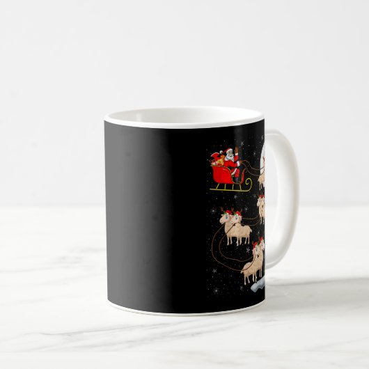 Lambs Sheep Santa Sleigh Flying Funny Magical Chri Kaffeetasse (VorderseiteRechts)