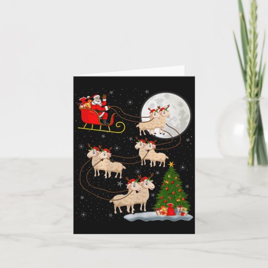 Lambs Sheep Santa Sleigh Flying Funny Magical Chri Karte (Vorderseite)