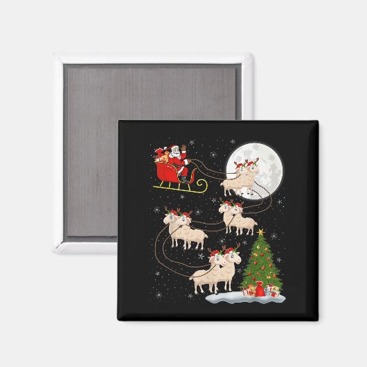 Lambs Sheep Santa Sleigh Flying Funny Magical Chri Magnet (Vorderseite/Rückseite)