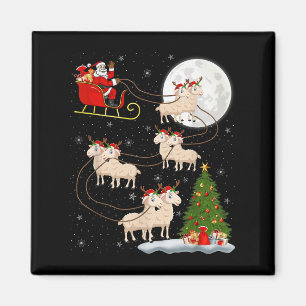 Lambs Sheep Santa Sleigh Flying Funny Magical Chri Magnet