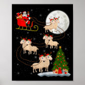 Lambs Sheep Santa Sleigh Flying Funny Magical Chri Poster (Vorne)