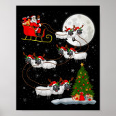 Lambs Sheep Santa Sleigh Flying Funny Magical Chri Poster (Vorne)