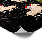 Lambs Sheep Santa Sleigh Flying Funny Magical Chri Poster (Ecke)