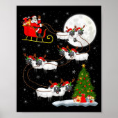Lambs Sheep Santa Sleigh Flying Funny Magical Chri Poster (Vorne)