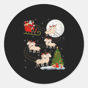 Lambs Sheep Santa Sleigh Flying Funny Magical Chri Runder Aufkleber