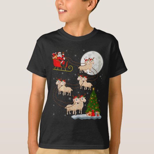 Lambs Sheep Santa Sleigh Flying Funny Magical Chri T-Shirt (Vorderseite)