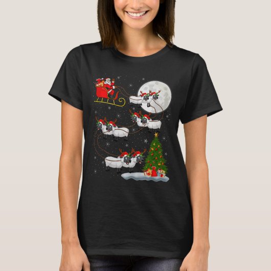 Lambs Sheep Santa Sleigh Flying Funny Magical Chri T-Shirt (Vorderseite)