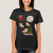 Lambs Sheep Santa Sleigh Flying Funny Magical Chri T-Shirt (Vorderseite)