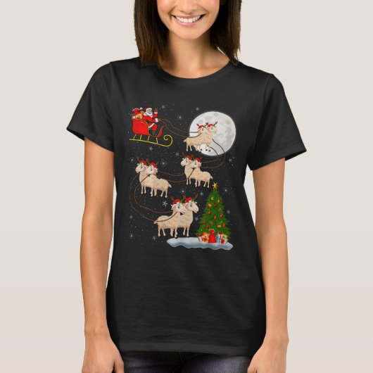 Lambs Sheep Santa Sleigh Flying Funny Magical Chri T-Shirt (Vorderseite)