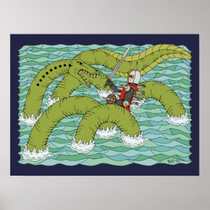 Lambton Worm und Knight Poster