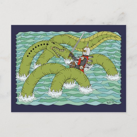 Lambton Worm und Knight Postkarte (Vorderseite)