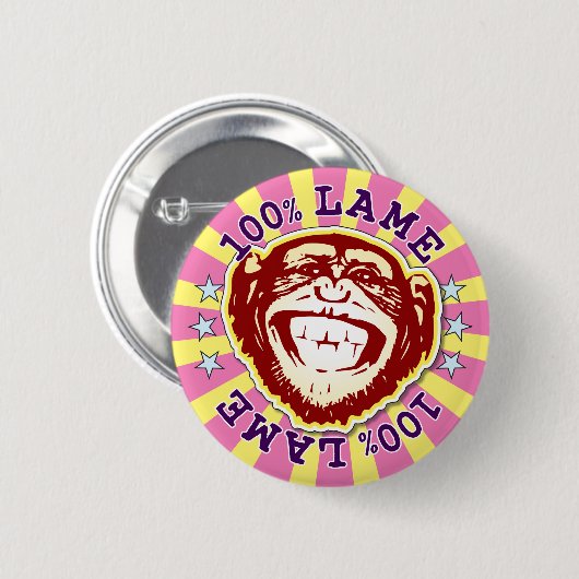 Lame 100% Funny Funky Monkey Abzeichen Button (Vorne & Hinten)