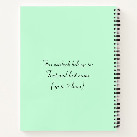 Lame Duck Turn Minze Green und Black Notebook Notizblock (Rückseite)