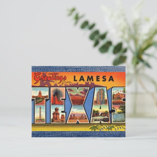 Lamesa TX. Grüße Postkarte (Stehend Vorderseite)