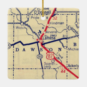 Lamesa TX Vintage Karte Keramikornament