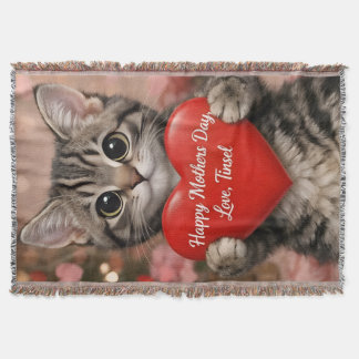 Lametta "Frohes Muttertags-Herz-Kätzchen-T-Shirt" Decke