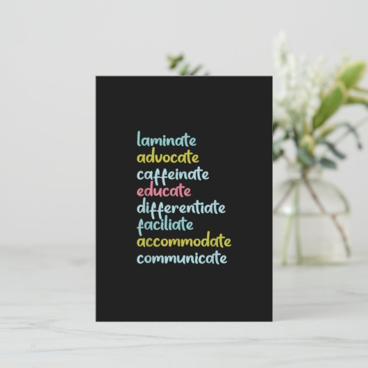 Laminate Advocate Caffeinate Educate Einladung (Stehend Vorderseite)
