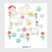 Lamm-Blume und Haus Aufkleber (Blatt)