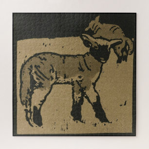 Lamm - Darstellung der Square Animals Jigsaw Puzzl Puzzle
