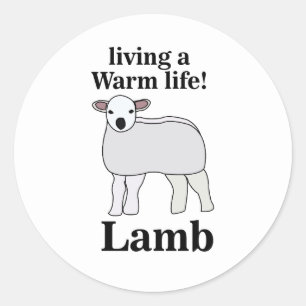 Lamm, das ein warmes Leben führt, lustiges Lamm Runder Aufkleber