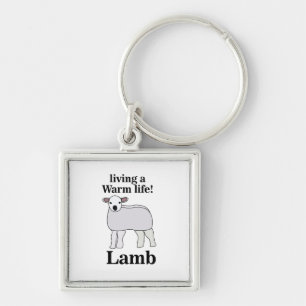 Lamm, das ein warmes Leben führt, lustiges Lamm Schlüsselanhänger