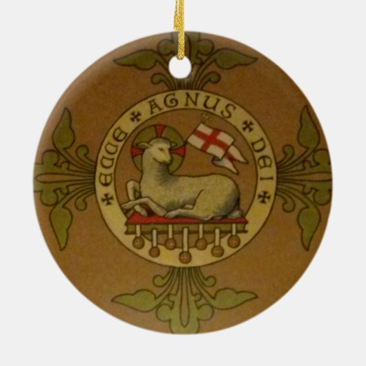 Lamm des Gottes Ecce Agnus Dei Keramik Ornament (Hinten)