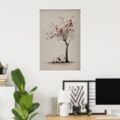 Lamm ein blühender Baum Druckbare Kunst, Minimalis Poster (Heimbüro)