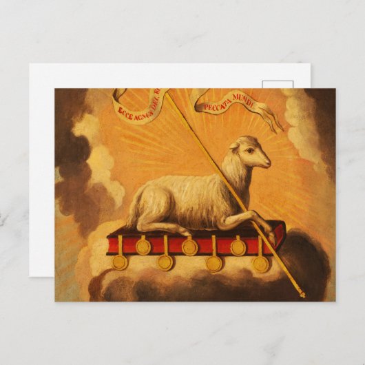 Lamm Gottes, Agnus Dei von Jose Campeche y Jordan Postkarte (Vorne/Hinten)