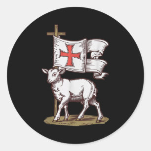 Lamm Gottes Christliches Symbol Des Glaubens Sieg  Runder Aufkleber