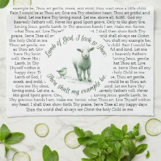 Lamm Gottes Ich schaue zu dir Hymn Lyric Geschirrtuch