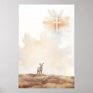 Lamm Gottes Minimalistische Aquarellmalerei Christ Poster