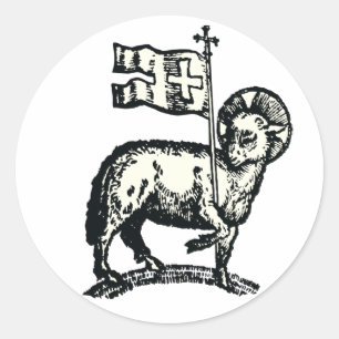 Lamm Gottes Symbol des christlichen Glaubens Runder Aufkleber