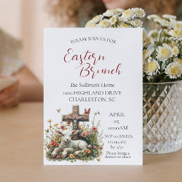 Lamm I überquere Blume Schmetterlinge Osterbrunch Einladung