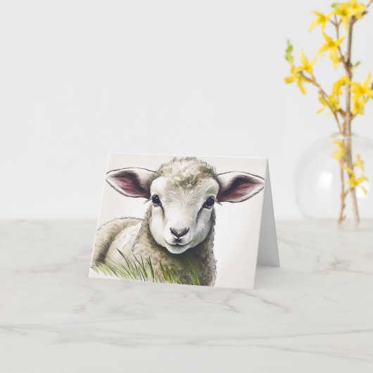 Lamm im Grasost Karte (Gelbe Blume)