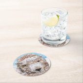 Lamm im Schnee Runder Pappuntersetzer (Vor Ort)