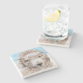 Lamm im Schnee Steinuntersetzer (Seitenansicht)