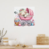 Lamm in einem Baby Carriage Girl Poster (Küche)