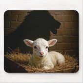 Lamm in einer Krippe mit Löwenschatten Mousepad (Vorne)
